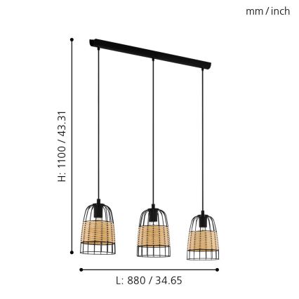Eglo - Chandelier on a string 3xE27/40W/230V