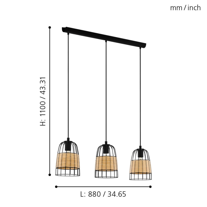 Eglo - Chandelier on a string 3xE27/40W/230V