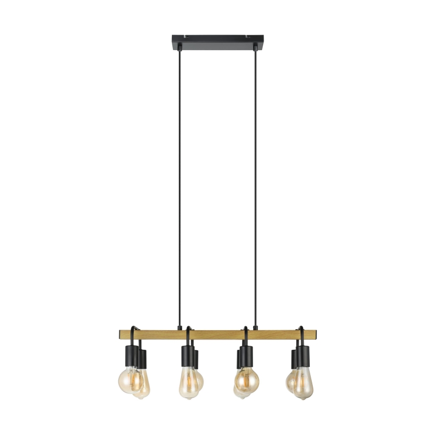 Eglo 43316 - ERRIBERA Pendant on Cable 8xE27/40W/230V Oak/Black
