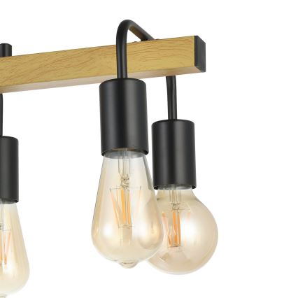 Eglo 43316 - ERRIBERA Pendant on Cable 8xE27/40W/230V Oak/Black
