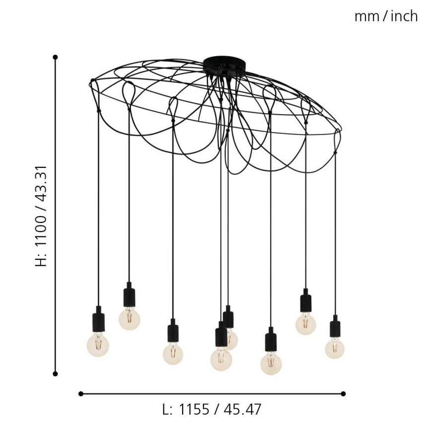 Eglo - Chandelier on a string 8xE27/40W/230V