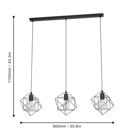 Eglo - Chandelier on a string 3xE27/60W/230V