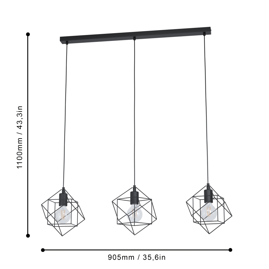 Eglo - Chandelier on a string 3xE27/60W/230V