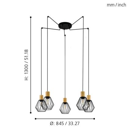 Eglo - Chandelier on a string 5xE27/60W/230V spider