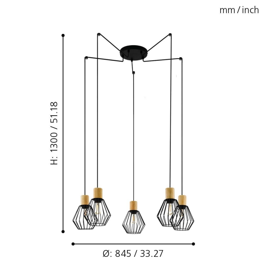 Eglo - Chandelier on a string 5xE27/60W/230V spider