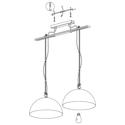 Eglo 43397 - HODSOLL Cable-Hung Pendant, 2x E27/40W, 230V