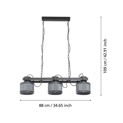 Eglo 43447 - TURROCK Chain-Hung Chandelier 3xE27/28W/230V