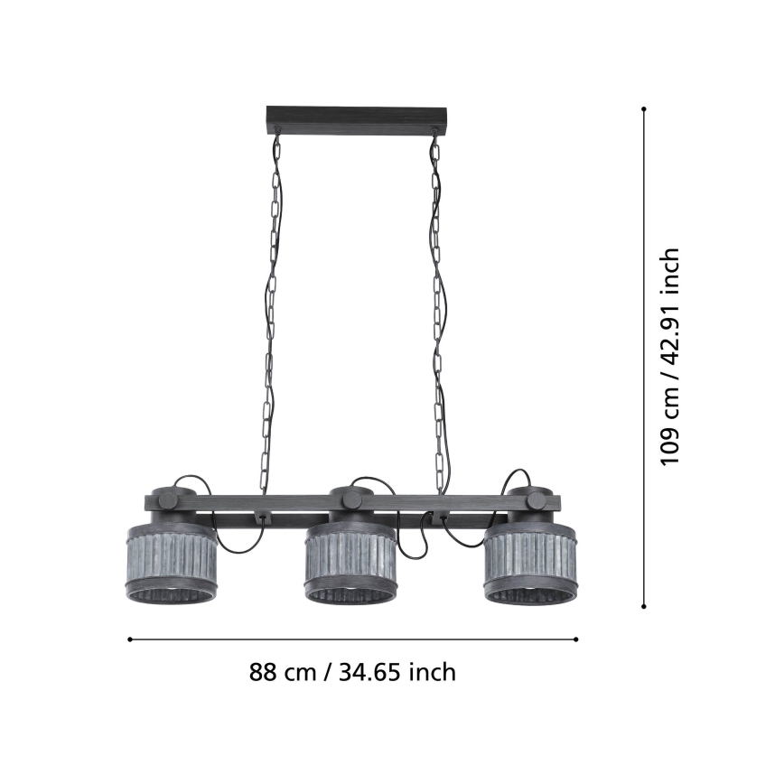 Eglo 43447 - TURROCK Chain-Hung Chandelier 3xE27/28W/230V