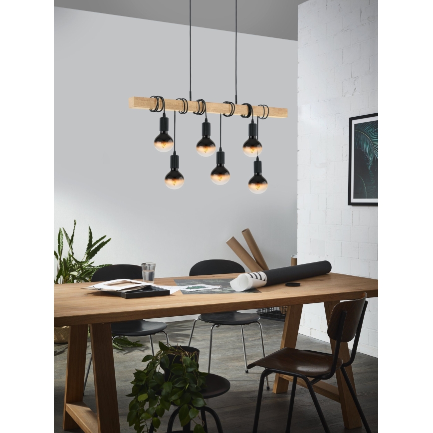 Eglo - Chandelier on a string TOWNSHEND 6xE27/60W/230V - FSC certified