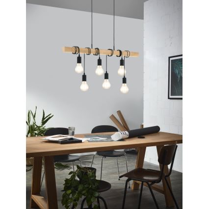Eglo - Chandelier on a string TOWNSHEND 6xE27/60W/230V - FSC certified