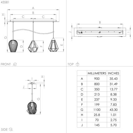 Eglo - Chandelier on a string 3xE27/40W/230V