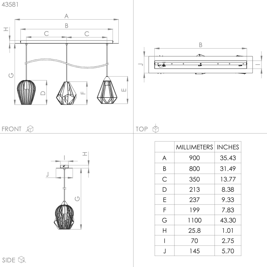 Eglo - Chandelier on a string 3xE27/40W/230V
