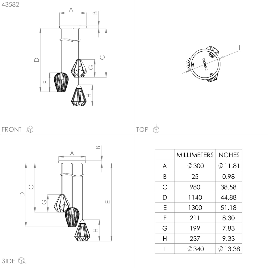 Eglo - Chandelier on a string 3xE27/40W/230V