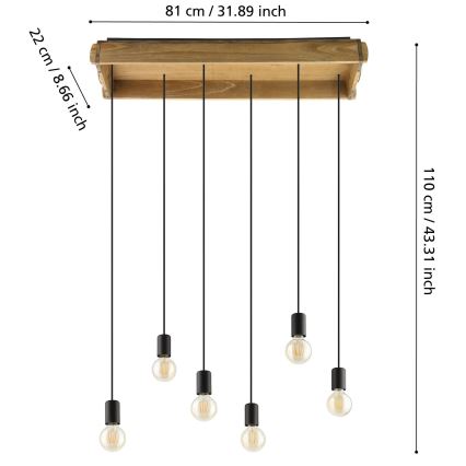 Eglo - Chandelier on a string 6xE27/40W/230V