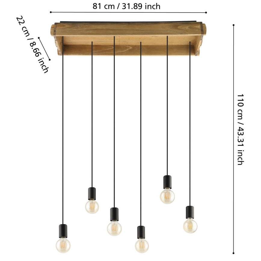 Eglo - Chandelier on a string 6xE27/40W/230V