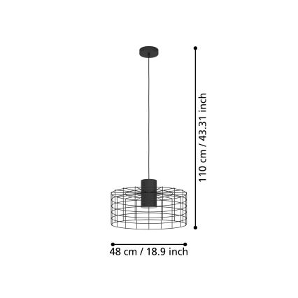 Eglo - Chandelier on a string 1xE27/40W/230V d. 48 cm black