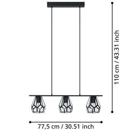 Eglo - LED Pendant Light on Cable 3xE27/40W/230V