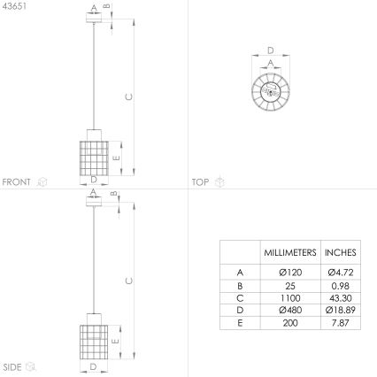 Eglo - Chandelier on a string 1xE27/40W/230V d. 48 cm silver