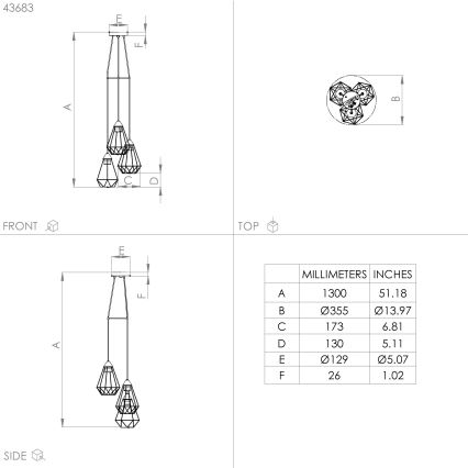 Eglo - Chandelier on a string 3xE27/60W/230V