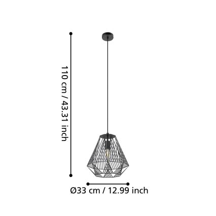 Eglo - Chandelier on a string 1xE27/40W/230V black