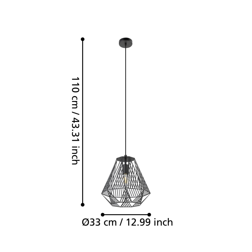 Eglo - Chandelier on a string 1xE27/40W/230V black
