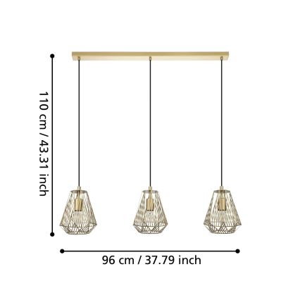 Eglo - Chandelier on a string 1xE27/40W/230V gold