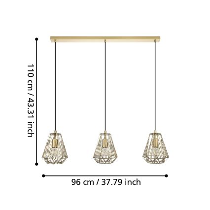 Eglo - Chandelier on a string 3xE27/40W/230V gold