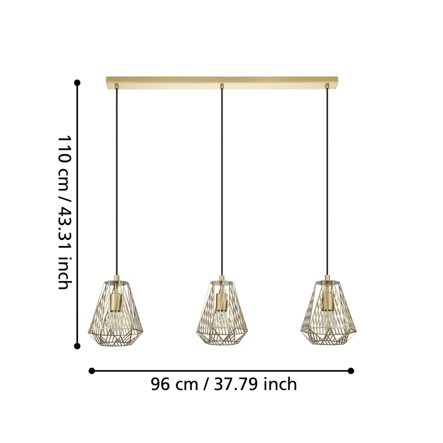 Eglo - Chandelier on a string 3xE27/40W/230V gold