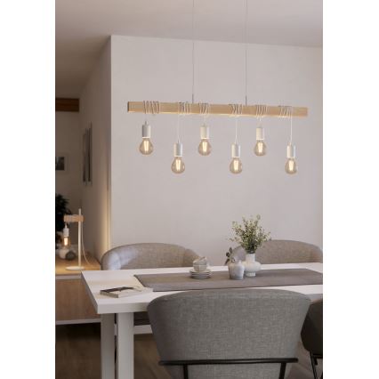 Eglo - Chandelier on a string TOWNSHEND 6xE27/60W/230V - FSC certified