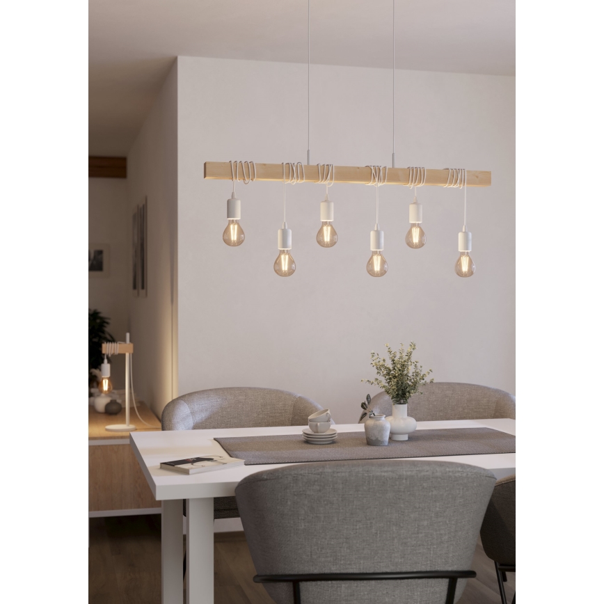Eglo - Chandelier on a string TOWNSHEND 6xE27/60W/230V - FSC certified