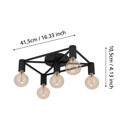 Eglo - Ceiling light 5xE27/40W/230V black