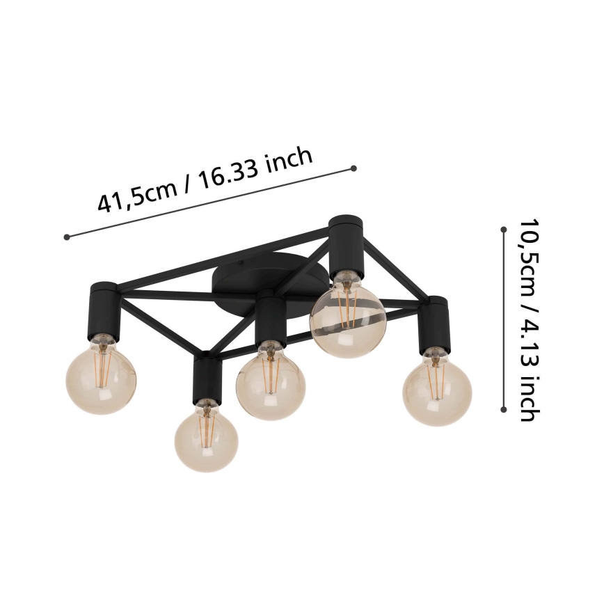 Eglo - Ceiling light 5xE27/40W/230V black
