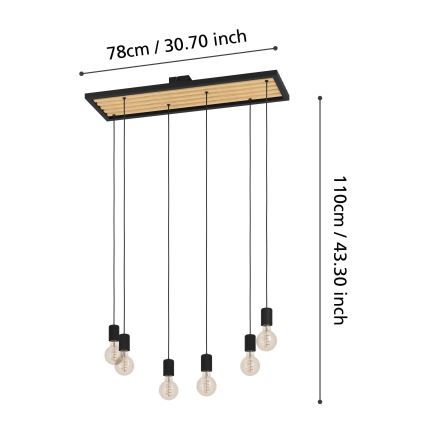 Eglo - Chandelier on a string 6xE27/40W/230V