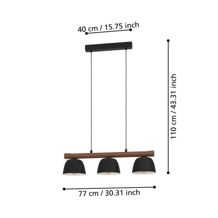 Eglo - Chandelier on a string 3xE27/40W/230V