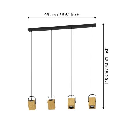 Eglo - LED Chandelier on a string 4xGU10/3W/230V