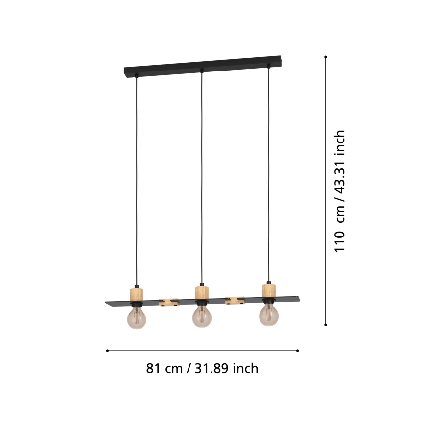 Eglo - Chandelier on a string 3xE27/40W/230V