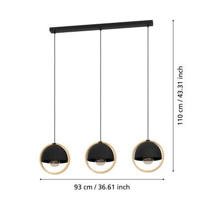 Eglo - Chandelier on a string 3xE27/40W/230V