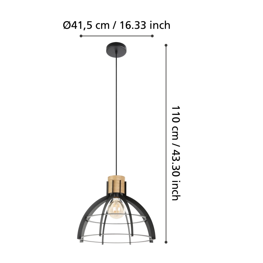 Eglo - Chandelier on a string 1xE27/40W/230V black