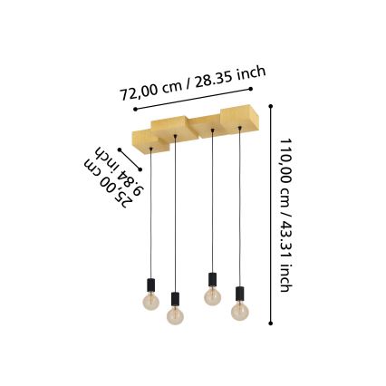 Eglo - Chandelier on a string 4xE27/40W/230V