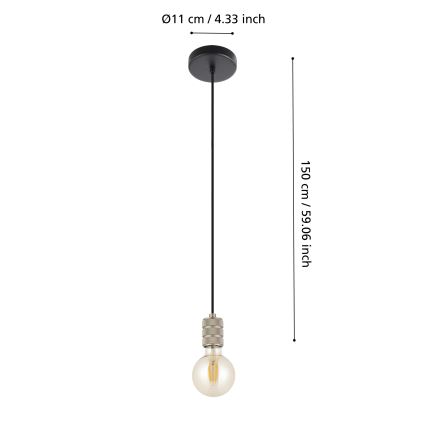 Eglo - Chandelier on a string 1xE27/40W/230V chrome