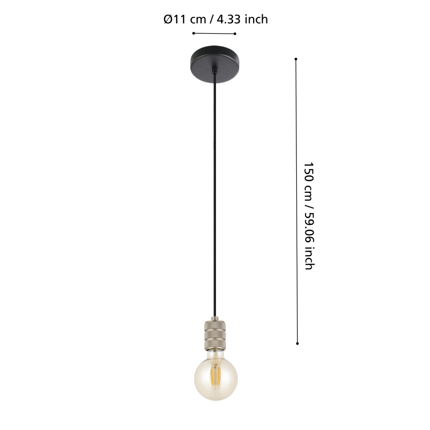 Eglo - Chandelier on a string 1xE27/40W/230V chrome
