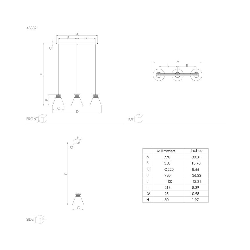 Eglo - Chandelier on a string 3xE27/40W/230V