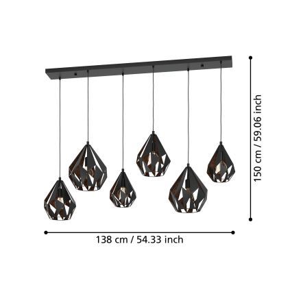 Eglo - Chandelier on a string 6xE27/40W/230V