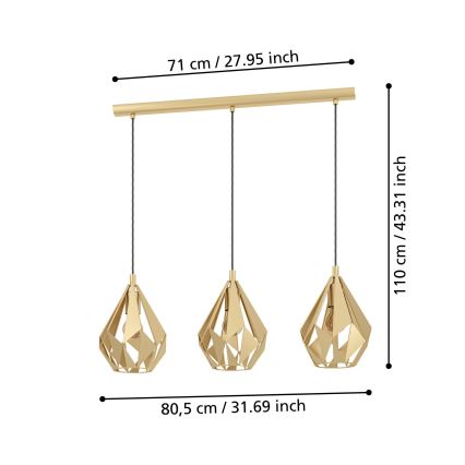Eglo - Chandelier on a string 3xE27/60W/230V