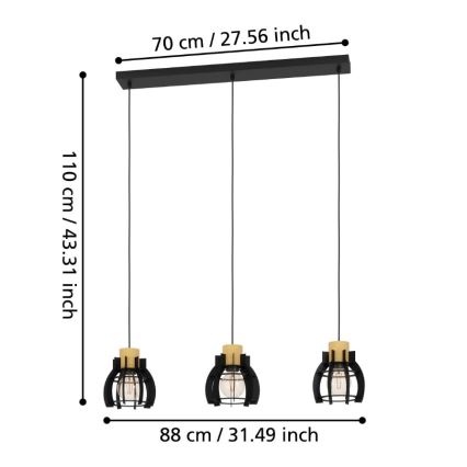 Eglo - Chandelier on a string 3xE27/40W/230V