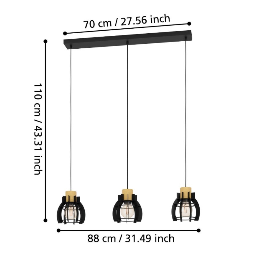 Eglo - Chandelier on a string 3xE27/40W/230V