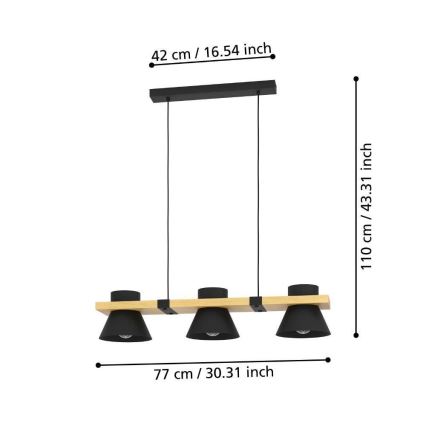 Eglo - Chandelier on a string 3xE27/15W/230V