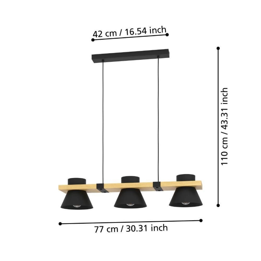 Eglo - Chandelier on a string 3xE27/15W/230V