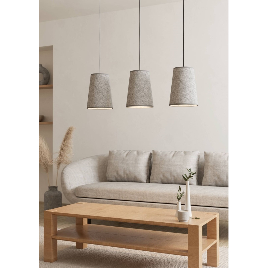 Eglo - Chandelier on a string 3xE27/40W/230V grey