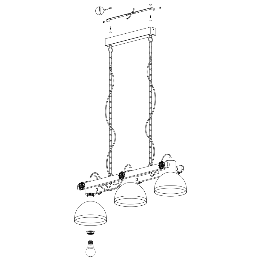 Eglo - 3-Light Chain Chandelier, E27/28W/230V